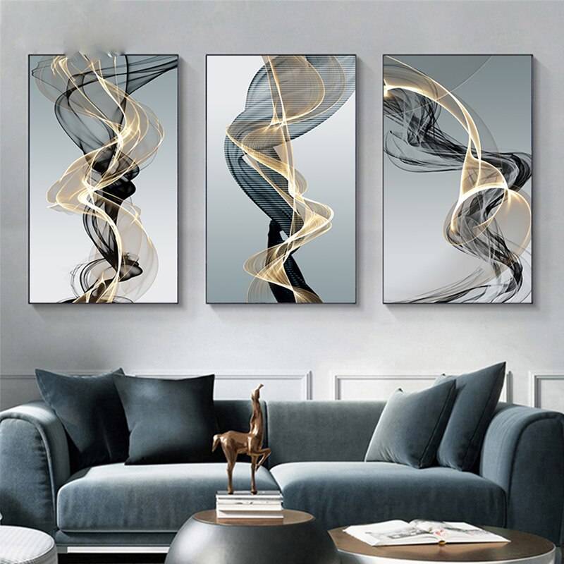 Abstract Wall Painting Interior Paintings Black Yellow Poster
