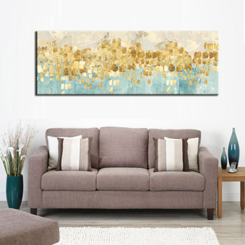 Modern Abstract Canvas Painting Gold Money Sea Wave Oil On Poster Wall Art Picture Living Room Home