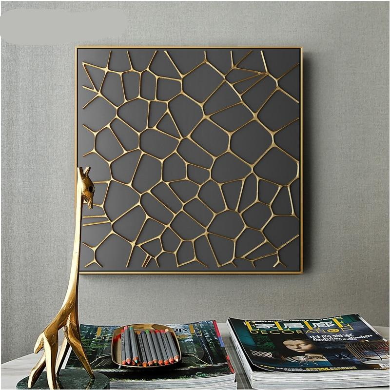 Abstract Golden Canvas Painting Poster And Print Wall Art Picture Living Room Home Strange World